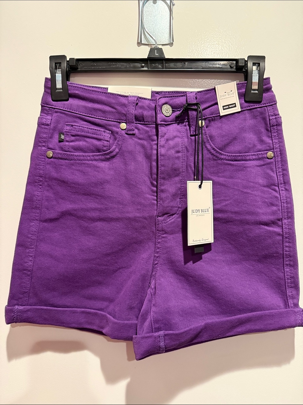 Judy Blue Vibrant Purple High-Rise Roll Cuff Jean Shorts